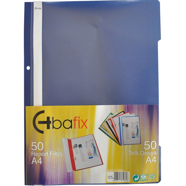 Bafix Telli Dosya Plastik XL Lacivert A4 X 50 Adet