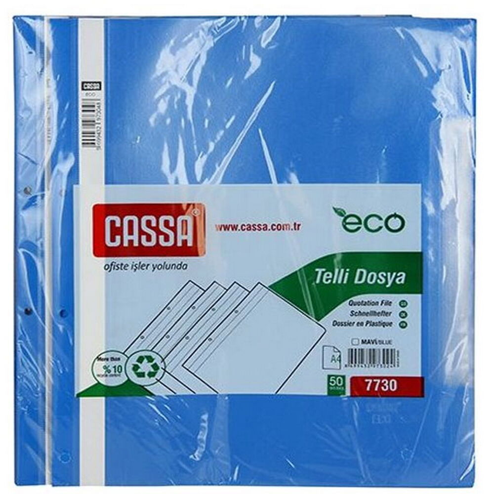 Cassa Telli Dosya Plastik Eco A4 Mavi X 50 Adet