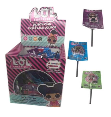 LOL L024 Ekşili Dil Boyayan Lolipop Şeker 8 gr X 120 Adet