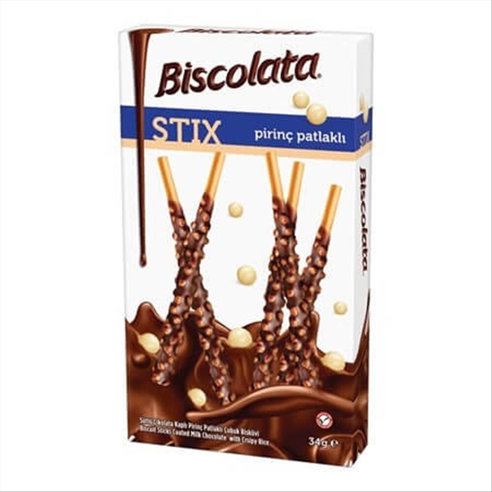 Biscolata Stick Pirinç Patlaklı 34 gr X 12 Adet