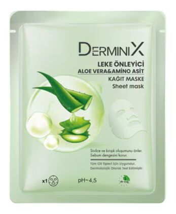 Derminix Leke Önleyici Aloe Vera Ve Amino Asit Kağıt Maske X 24 Adet