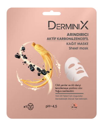 Derminix Arındırıcı Aktif Karbon Ve Zencefil İçeren Kağıt Maske X 24 Adet