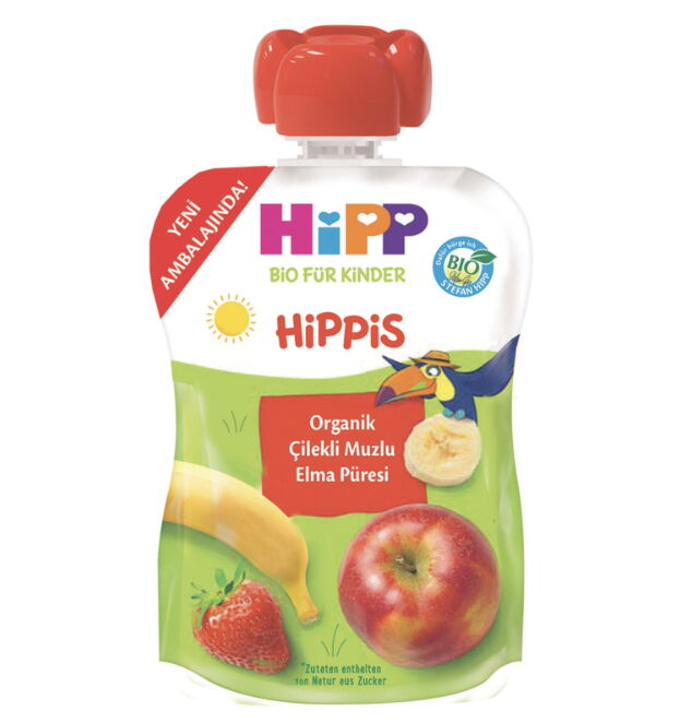 Hipp Organik Çilekli Muzlu Elma Püresi 100 gr X 6 Adet