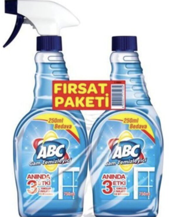 Abc Cam Temizleyici Promosyonlu Paket (1+1) 1500 ml X 10 Adet