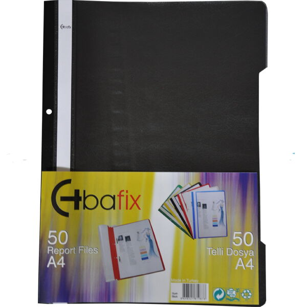 Bafix Telli Dosya Plastik XL Siyah A4 X 50 Adet