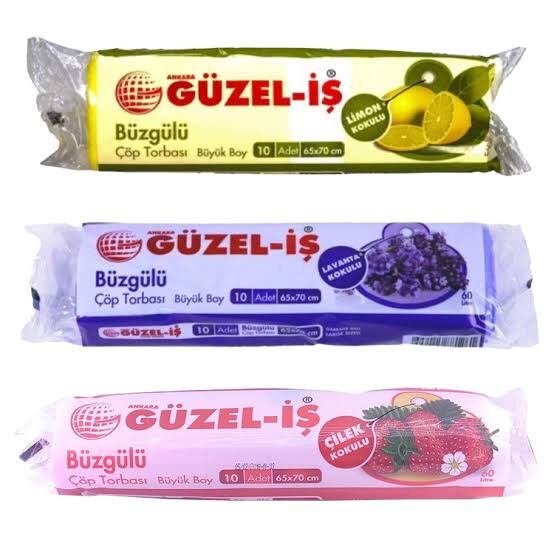 Güzel-İş Büzgülü Çöp Poşeti Orta Boy Çilekli 10'lu X 50 Adet