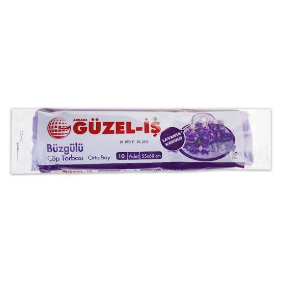 Güzel-İş Büzgülü Çöp Poşeti Orta Boy Lavanta 10'lu X 50 Adet