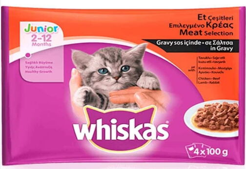 Whiskas Pouch Yavru Et Çeşitleri 4'lü 85 gr X 13 Adet