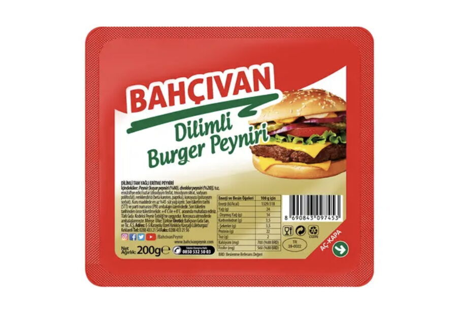 Bahçıvan Burger Peyniri Dilimli 200 Gr X 1 Adet