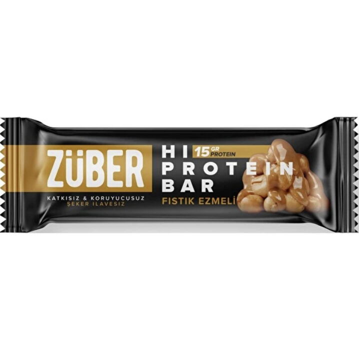 Züber Fıstık Ezmeli Hi-Protein Bar 45 gr X 12 Adet