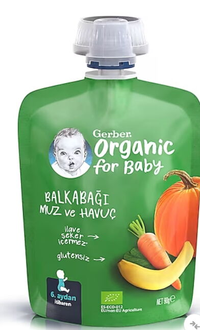 Gerber Organik Elmalı ve Muzlu Armut Püresi 90 gr X 1 Adet