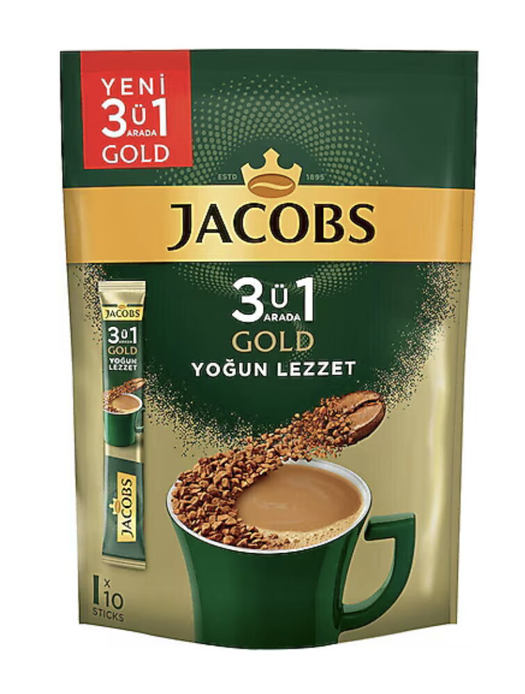 Jacobs 3ü1 Arada Gold Yoğun Lezzet Stick Karışım Kahve 18 gr 10'lu Paket X 1 Adet