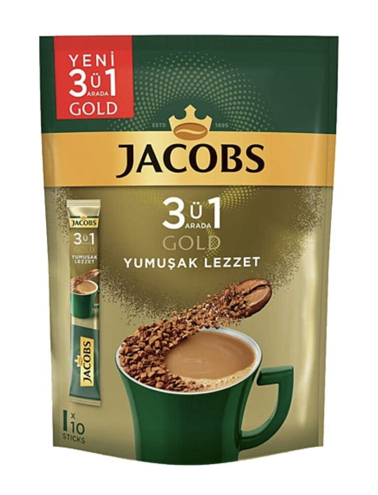 Jacobs 3ü1 Arada Gold Yumuşak Lezzet Stick Karışım Kahve 18 gr 10'lu Paket X 1 Adet