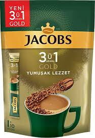 Jacobs 3ü1 Arada Gold Yumuşak Lezzet Stick Karışım Kahve 18 gr 10'lu Paket X 18 Adet