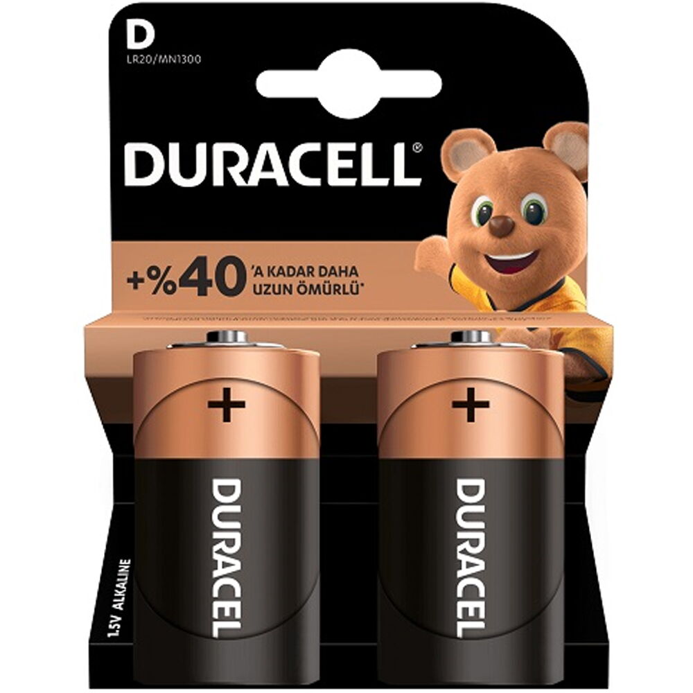 Duracell Alkalin Büyük Boy Pil (D) 2'li Kartela X 1 Adet