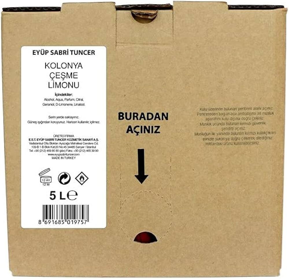 Est Çeşme Limonu Kolonyası 5 lt Bag İn Box Endüstriyel X 1 Adet