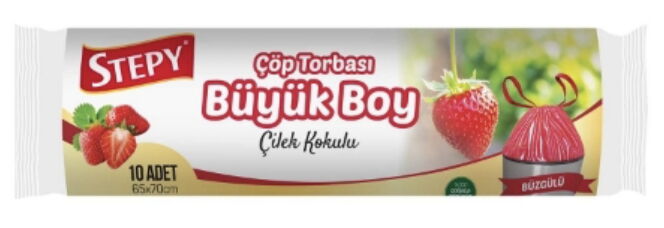 Stepy Çöp Poşeti Büzgülü Büyük Boy Çilek X 25 Adet