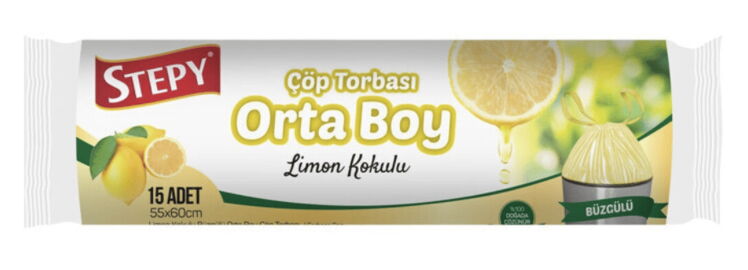 Stepy Çöp Poşeti Büzgülü Orta Boy Limon X 25 Adet