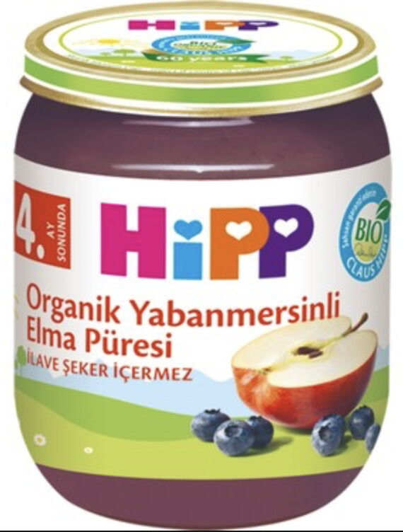 Hipp Organik Yabanmersinli Elma Püresi 125 gr X 6 Adet