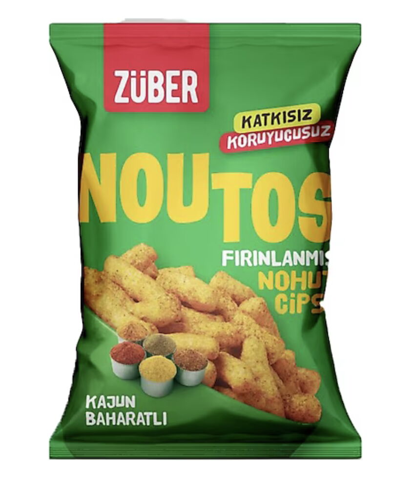 Züber Noutos Fırınlanmış Nohut Cipsi Kajun Baharatlı 55 gr X 15 Adet