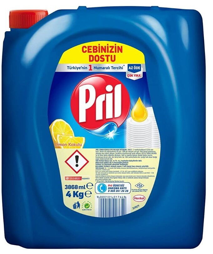 Pril Sıvı Bulaşık Deterjanı 4 lt X 4 Adet 