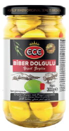 Ece Yeşil Zeytin Biber Dolgulu Kavanoz 320 cc X 12 Adet