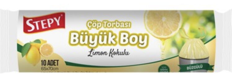 Stepy Çöp Poşeti Büzgülü Büyük Boy Limon X 25 Adet