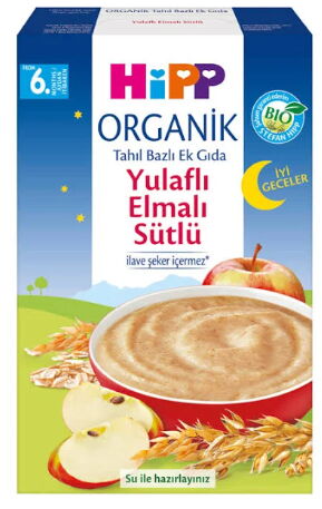 Hipp Organik İyi Geceler Elmalı Sütlü Tahıl Bazlı Ek Gıda 250 gr X 6 Adet