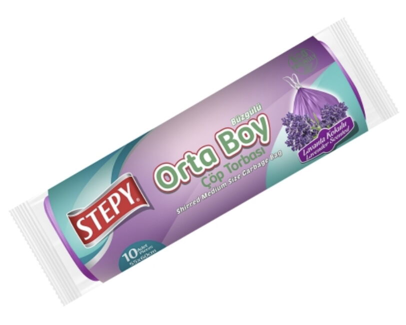 Stepy Çöp Poşeti Büzgülü Orta Boy Lavanta X 25 Adet