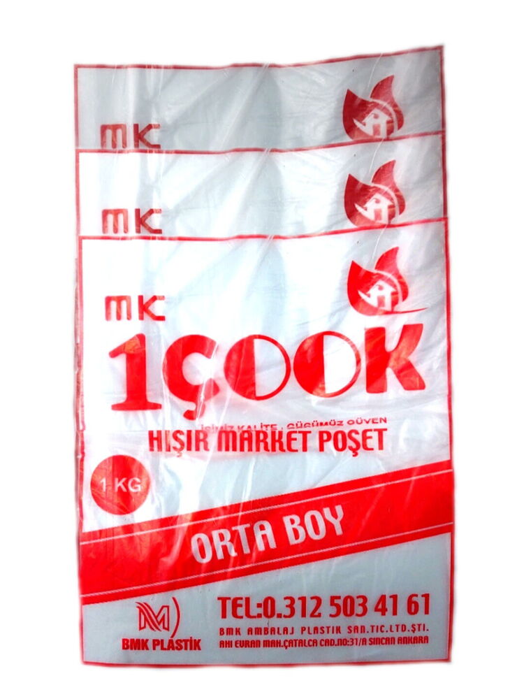 Birçook Hışır Şeffaf Market Poşeti Orta Boy 1 kg X 1 Adet