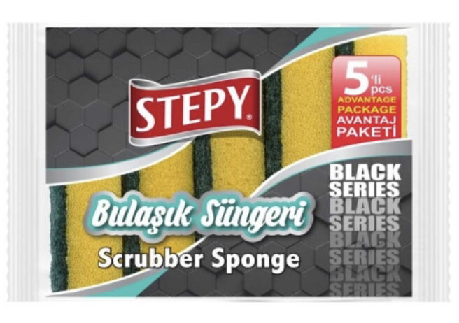 Black Düz Bulaşık Süngeri 5'li X 36 Adet