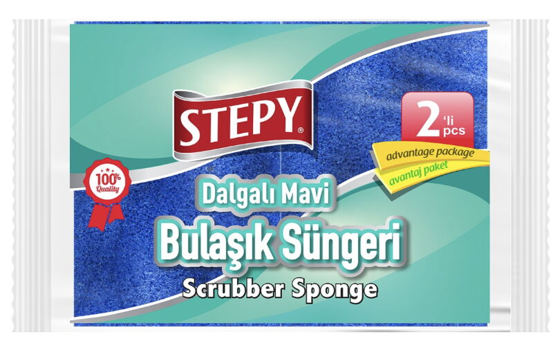 Stepy Mavi Dalgalı Sünger 2'li X 24 Adet